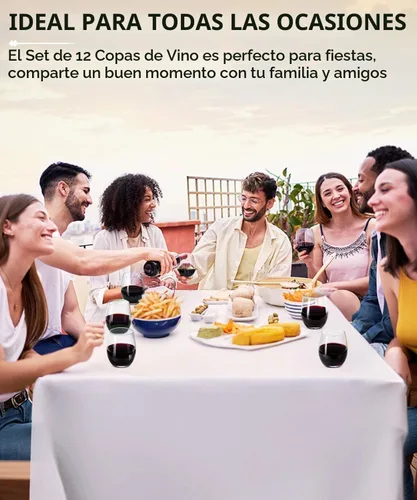 Vista 5 de OJA Juego de 12 copas de vino sin tallo, 15 onzas, copas de vino tinto y blanco de cristal, sin tallo, transparentes, vaso resistente para beber