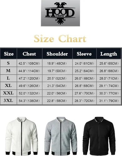 Vista 7 de HOOD CREW Chaquetas casuales ligeras para hombre, chaqueta de bombardero universitario con cremallera