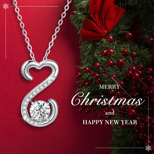 Vista 2 de APOTIE Collar de plata de ley 925 con corazón abierto, colgante de circonita cúbica, regalo de joyería para mamá, niñas y mujeres, Metal, Circonia