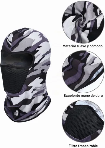 Vista 5 de Pasamontañas de invierno de 6 piezas, transpirable, cubierta facial de esquí, protección contra el polvo, cubierta de cuello largo para actividades