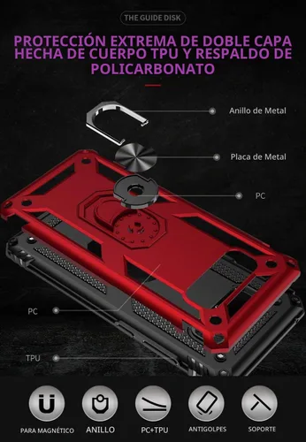 Vista 7 de Carcasa de grado militar para Samsung Galaxy Note 8, anillo giratorio de metal 360, soporte de soporte magnético integrado para montaje en coche, a