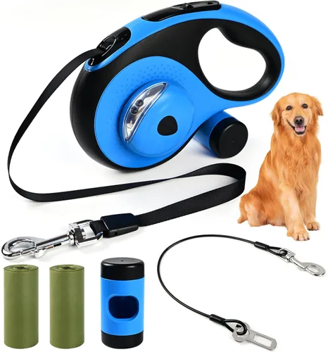 Vista 10 de Correa retráctil mejorada para perros con cable a prueba de mordidas, correa resistente de 26 pies para perros grandes de hasta 110 libras, sin