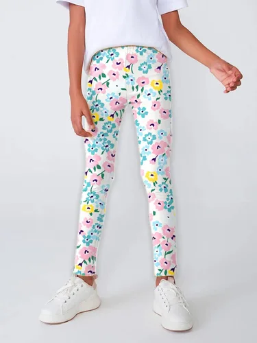 Vista 9 de LUOUSE - Leggings elásticos para niñas, pantalones deportivos para niños, longitud al tobillo, 3 paquetes de 4 a 13 años