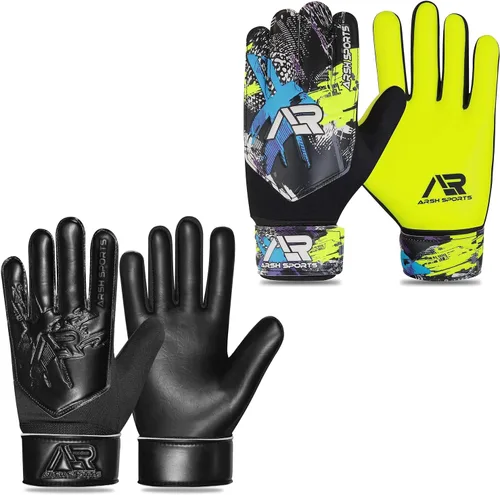 Vista 11 de Arsh - Paquete de 2 guantes de portero de fútbol, guantes de portero de fútbol para niños, jóvenes, niños, muñecas dobles