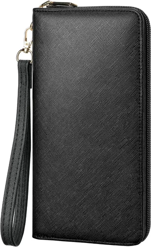 Vista 75 de Chelmon - Monedero para mujer de cuero genuino con bloqueo de señal RFID, para tarjetas de crédito