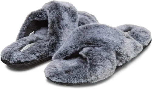 Vista 2 de Laura Ashley Ladies Animal Leopard Plush Cross Band Slippers With Memory Foam Insole