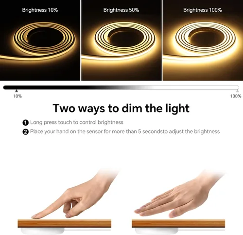 Vista 2 de La cuerda de neón de la MAZORCA del silicón enciende la prenda impermeable flexible 16.4FT cortable Self-Adhesive Dimmable COB Led Strip Lights