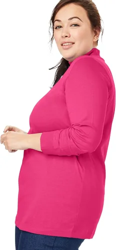 Vista 4 de Woman Within Camiseta de manga larga perfecta para mujer con cuello alto falso