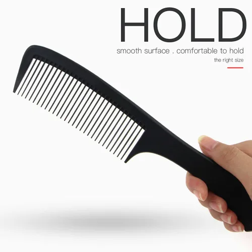 Vista 5 de Peine desenredante grande con mango profesional, fibra de carbono, corte, peluquería, peinado, diente redondo, peluquería, peluquería, peine