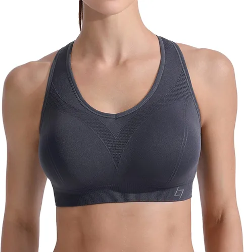 Vista 8 de FITTIN - Brasier deportivo con espalda cruzada para mujer soporte acolchado de alto impacto sin costuras para yoga gimnasio entrenamiento y Fitness