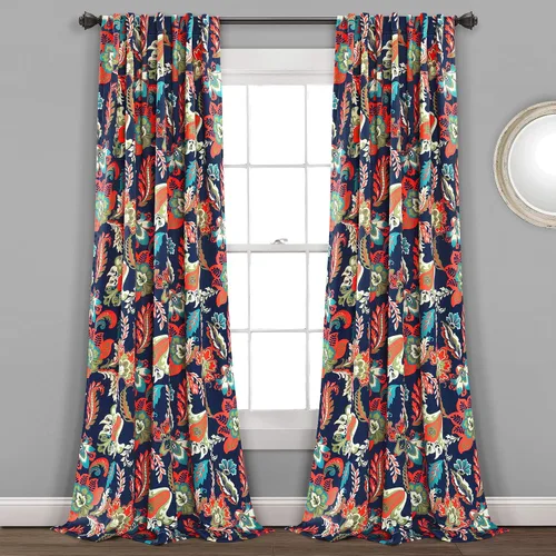Vista 13 de Lush Decor Zara Jacobean - Paneles de cortina para oscurecer la habitación, 2 piezas, gris (95 x 52 pulgadas)