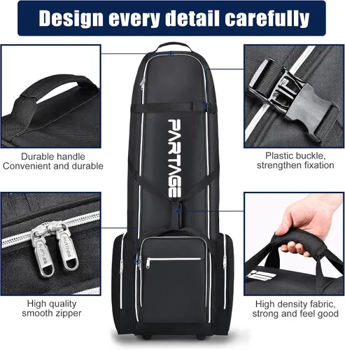 Vista 2 de Partage Golf Travel Bag with Wheels,Golf Travel Case for Airlines, 600D Heavy Duty Oxford