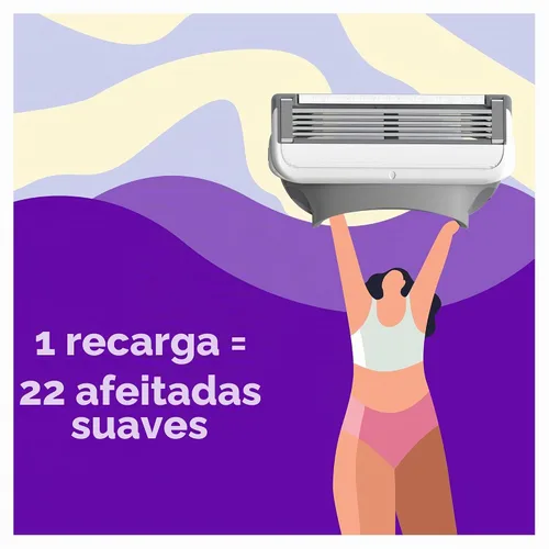 Vista 4 de joy Maquinillas de afeitar para mujer, 1 mango, 4 recambios de cuchillas de afeitar, lavanda, Lubrastrip para ayudar a evitar la irritación