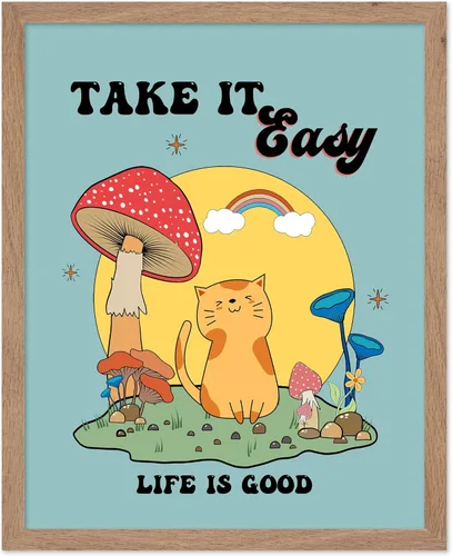 Vista 36 de Poster Master All That Is Meant To Be Poster - Retro Frog on Mushroom Print - Meditation Art - Motivational Design - Preppy Print - Trendy Decor