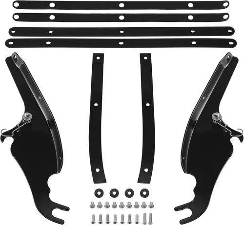 Vista 4 de Green-L Soporte de Parabrisas Negro Kit de Montaje para Parabrisas Compatible con Harley Heritage Softail Slim Classic Fat Boy Deluxe Modelos