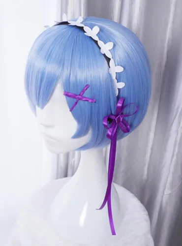 Vista 3 de COSPLAZA Cosplay Pelucas Moda Corto Azul Anime Cabello Elegante Mujer Fiesta Peluca