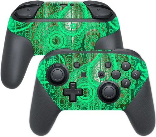 Vista 7 de MightySkins Skin compatible con Nintendo Switch Pro Controller - Negro abstracto Funda protectora de vinilo duradera y única Fácil de aplicar