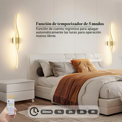 Vista 5 de Modernas lámparas de baño doradas, luz LED de tocador con control remoto, lámpara de tocador de baño sobre espejo, luces de pared para dormitorio