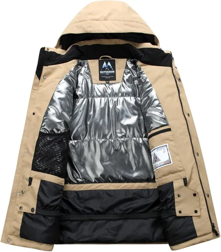Vista 4 de Conjunto de chaqueta y pantalones de esquí para hombre, traje de nieve impermeable, traje de nieve resistente al viento, traje de esquí de invierno