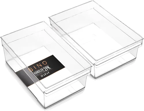 Vista 15 de BINO Contenedores de almacenamiento de plástico, pequeños y poco profundos THE HANDLER COLLECTION Contenedores organizadores multiusos