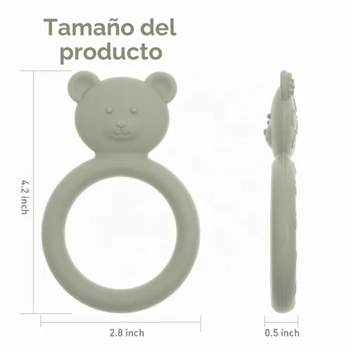 Vista 6 de Mordedor de silicona para bebés, anillo de juguete de dentición para bebés, diseño fácil de sostener, sin BPA (rosa poderosa + lila polvoriento)