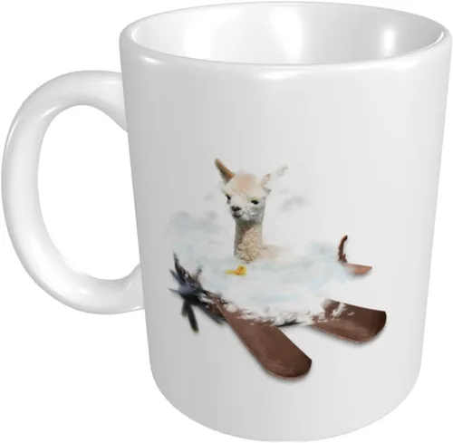 Vista 2 de Zomyto Taza de café de alpaca de 11 onzas, taza de té de alpaca, regalos de alpaca, diseño de alpacas, taza para amantes del café, taza divertida