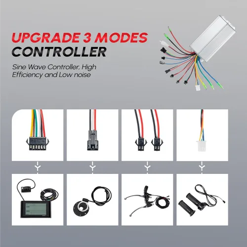 Vista 5 de PEXMOR Kit de conversión de bicicleta eléctrica, kit de conversión de bicicleta eléctrica de 36 V, 750 W, 24 pulgadas/20 pulgadas, rueda delantera