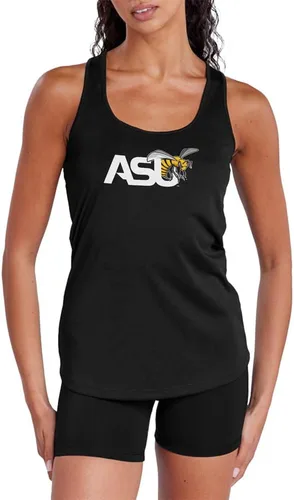 Vista 353 de Camiseta deportiva sin mangas oficial de NCAA Collegiate para mujer, con espalda cruzada, colección con logotipo primario