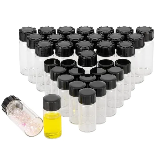 Vista 11 de 20pcs Colección de Muestra Líquida Borwn Botellas de Vidrio Frascos Tapón Tornillo Capacidad 0.1 fl oz Ámbar