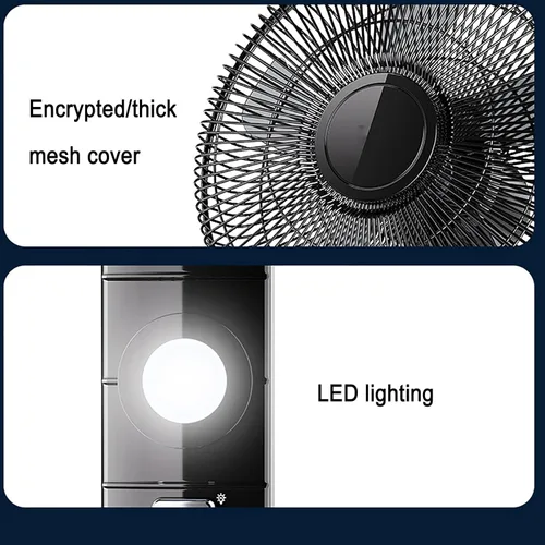 Vista 3 de Ventilador de piso, ventilador solar de 16 pulgadas, ventilador de batería, ventiladores de mesa, panel solar/adaptador/potencia de 5200