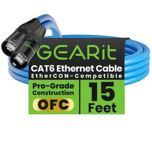 Vista 10 de GEARit Cable Ethercon CAT6 blindado (3 pies) de audio profesional e iluminación RJ45 EtherCON Cable compatible con EtherCON para estudio, escenario