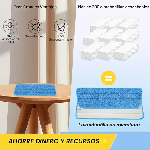 Vista 7 de Paquete de 6 almohadillas reutilizables de 16.5 pulgadas, cabezales de repuesto de trapeador de microfibra para mopas húmedas y secas, compatibles