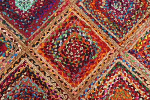 Vista 70 de Natural Jute Collection - Alfombra rectangular de 2 x 3 pies, alfombra de yute trenzada a cuadros multicolor de 0.27 pulgadas de grosor, ideal