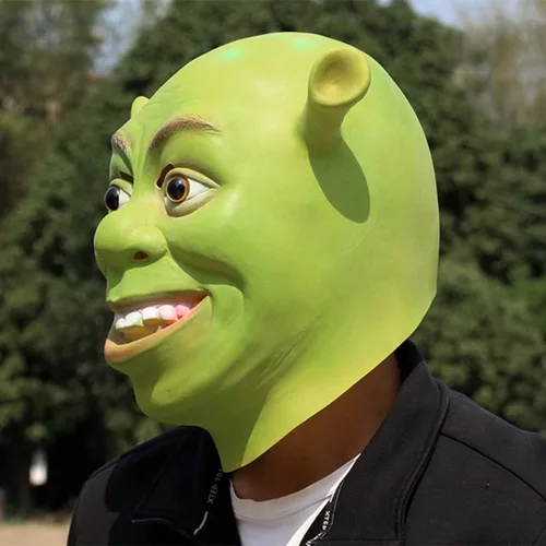 Vista 2 de Shrek - Máscara de látex de cabeza completa, máscara de Halloween para cosplay