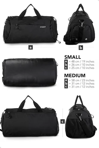 Vista 6 de Fitgriff Bolsa de gimnasio para hombres y mujeres con compartimento para zapatos y artículos húmedos, bolsa de lona para viajes, deportes, fitness