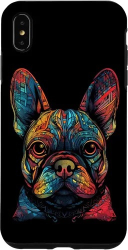 Vista 11 de iPhone 16 Colorful French Bulldog Face Frenchie Dog Lover Funny Black Case