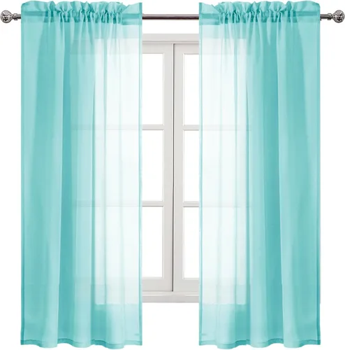 Vista 50 de DWCN Cortinas Transparentes Aqua de Voile Semitransparente con Bolsillo para Barra para Dormitorio y Sala de Estar, 36 x 36 pulgadas de Largo, Juego