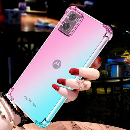 Vista 5 de Funda para Motorola E22, funda para Moto E22i, funda transparente para teléfono con degradado, delgada, antiarañazos, flexible, TPU, funda