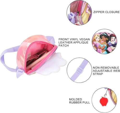Vista 8 de Bioworld Bolso cruzado de 5.5" con correa ajustable Parche de personaje de princesa Disney