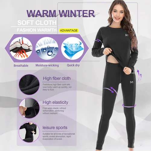 Vista 2 de MEETYOO Conjunto de ropa interior térmica para mujer