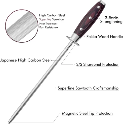 Vista 4 de Cuchillo profesional de 10 pulgadas de acero para afilar con mango