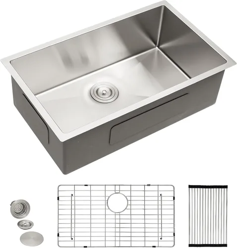 Vista 13 de Fregadero de cocina de 13 x 15 pulgadas de montaje bajo encimera - Fregadero de cocina de acero inoxidable 304 calibre 16 bajo mostrador con grifo