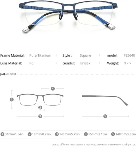 Vista 3 de FONEX Marco de gafas de titanio para hombres, gafas cuadradas lentes ópticas completas F85641