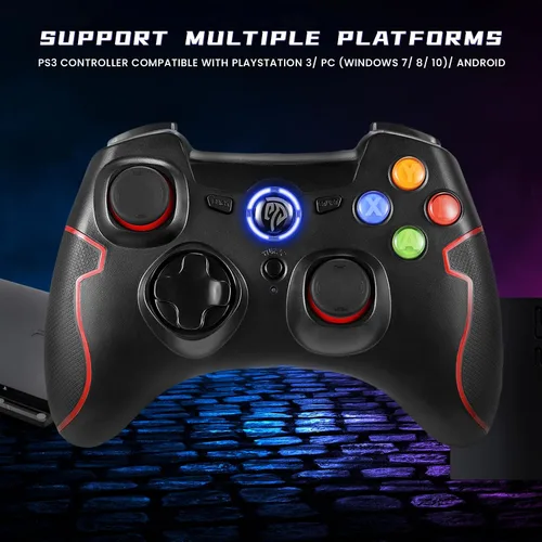 Vista 2 de Controlador para juegos PS3 Dualshock EasySMX inalámbrico 2.4G con rango de botón de disparo de vibración de hasta 32.8ft, compatible con PC