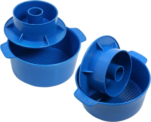 Vista 7 de PetriStor Kit de fabricación de quesos – 2 piezas de molde de queso con un pistón seguidor azul y gasa de algodón – Cesta para hacer queso – Paneer