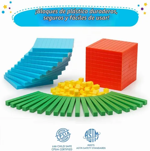 Vista 7 de Simply magic 131 bloques base de diez bloques para matemáticas – Bloques de valor posicional, base 10 manipulativos matemáticos K-3, contadores