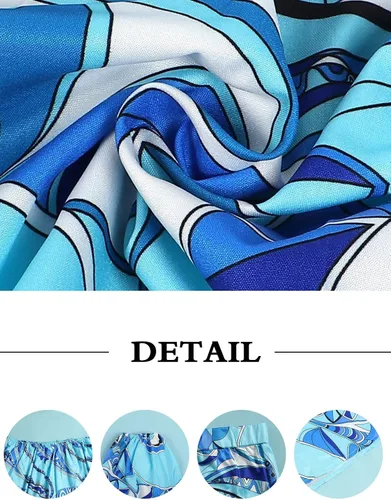 Vista 4 de EQQZD 2 Piece African Outfits for Women Boho Floral Print Off Shoulder Romper Top Shorts Set Plus