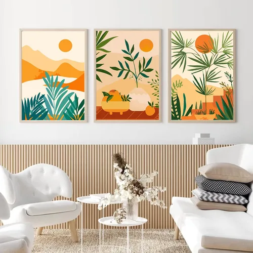 Vista 3 de cupmod Paquete de 6 kits de pintura por números para adultos principiantes, Número Boho Acrílico Fácil, DIY Números de Acuarela en Lienzo Sin Marco