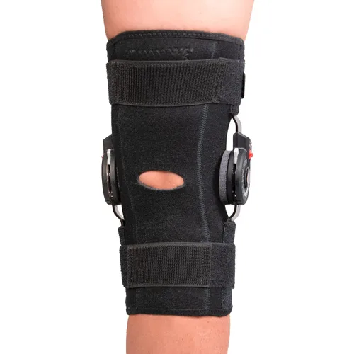 Vista 4 de Rally ROM Rodillera con bisagras, soporte de rodilla de compresión ajustable con bisagras ROM extraíbles y control de flexibilidad de bloqueo