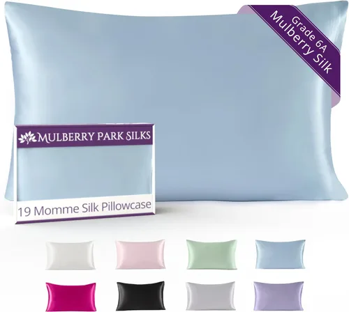 Vista 11 de Mulberry Park Funda de almohada 100% seda, 19 momme, seda de morera grado 6A, cierre de sobre profundo, color negro/estándar (20 x 26 pulgadas)